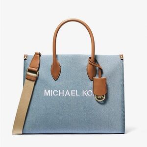 Michael Kors Denim Blue and Tan Handbag